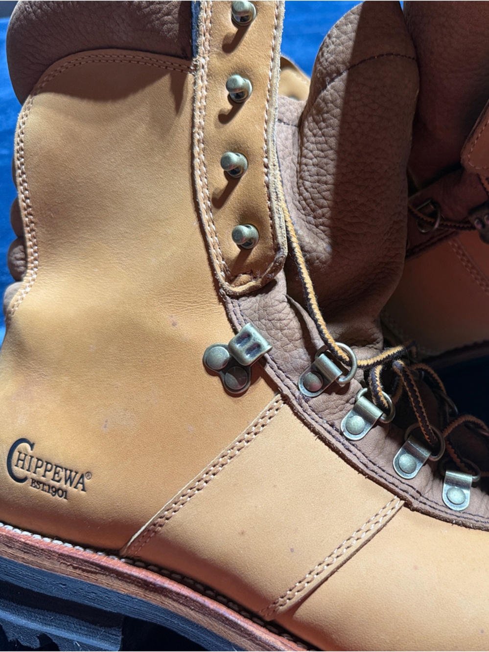 Chippewa Men's Wheat/Tan Leather Lace-Up Work Boots